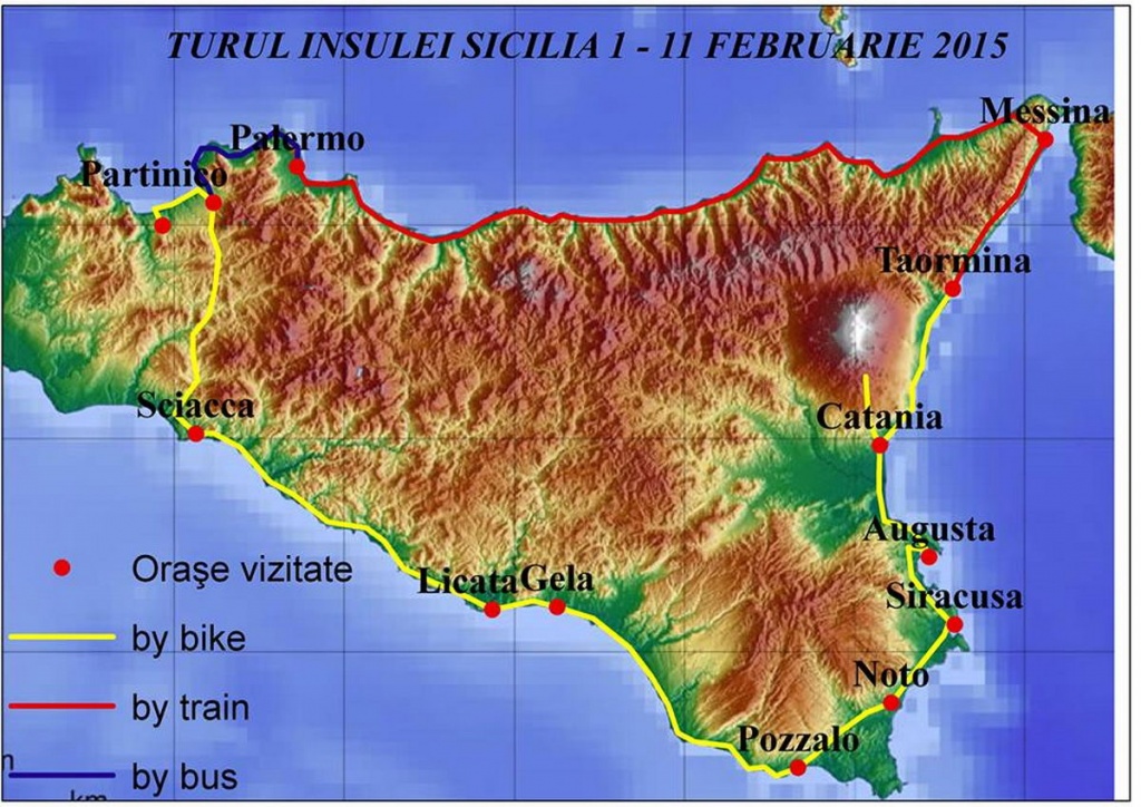 traseu bicicleta Sicilia harta
