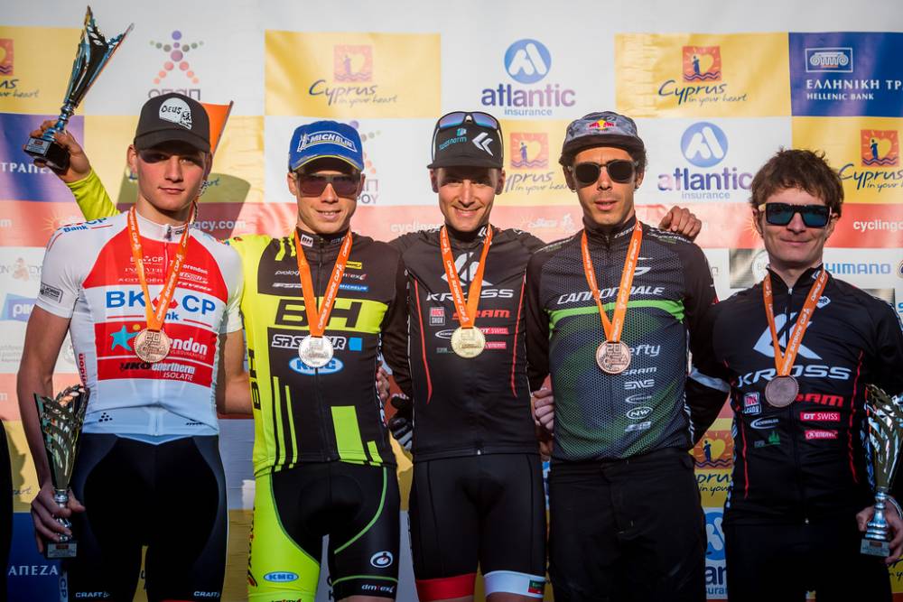 Afxentia_Stage4_Lythrodontas_XCO_Ceremonies_overall_men_VanDerPoel_Marotte_Giger_Fontana_Wawak_by_Kuestenbrueck